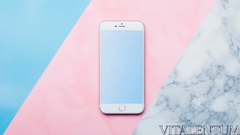 Pink Rose iPhone on Geometric Color Blocks.