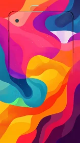 Color gradient smartphone outline with abstract fluid shapes.