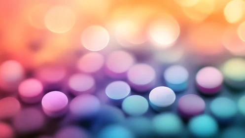Soft focus pastel circles in warm colorful bokeh pattern.