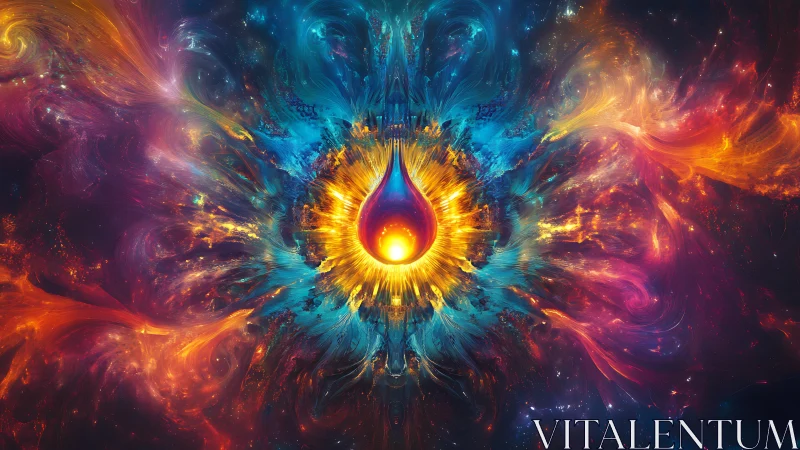 Cosmic paintdrop ignites a swirling nebula of living color