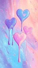Gradient Heart Lollipops: Luminous Digital Composition.