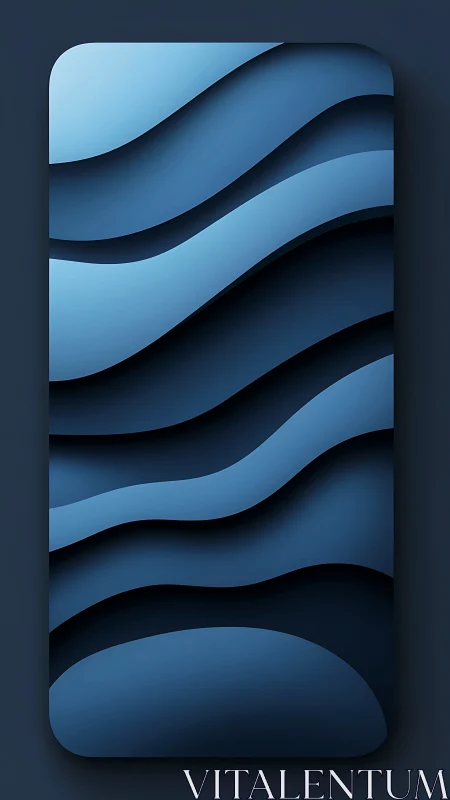 Layered blue wave panels with soft 3D depth effect.