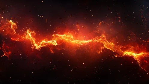 Golden Lightning Bolt Striking Through Cosmic Darkness.