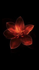 Ember petal bloom ignites the dark in glowing scarlet light.