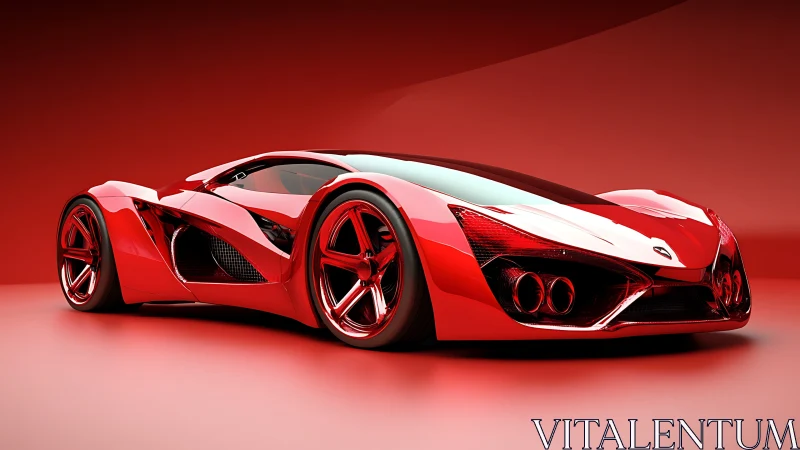 Sculpted red supercar concept glows in a minimalist studio