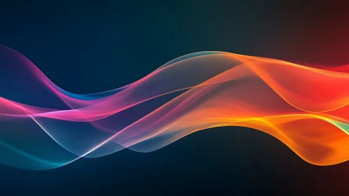 Vibrant multicolor light waves flow across dark gradient