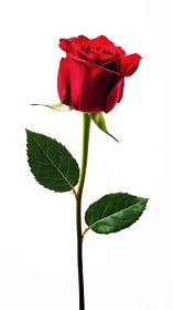 Red Rose Specimen Displayed Against White Background.
