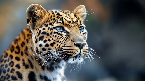 Leopard Portrait with Striking Blue Eyes.