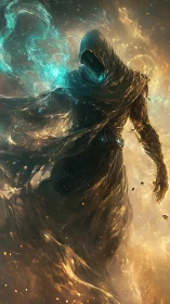 Nebula-Clad Void Mage Weaving Storms of Cosmic Ember.