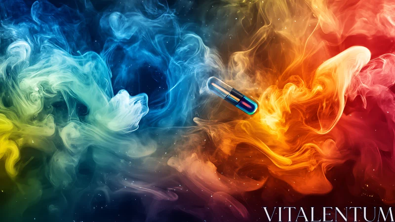 Chromatic capsule sails through colliding nebula swirls