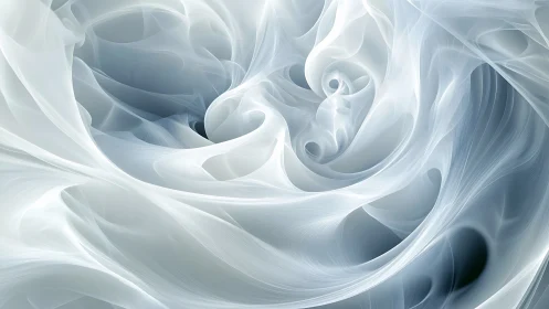 Layered translucent white fractal curves in soft spirals.