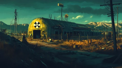 Quiet radioactive outpost waits under distant storm clouds