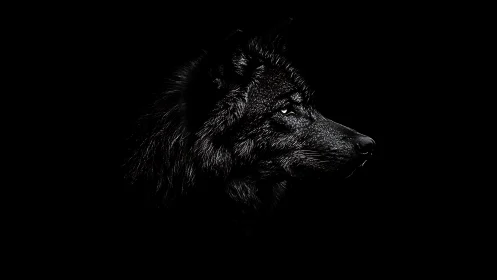 Midnight wolf carves its profile from the swallowing dark