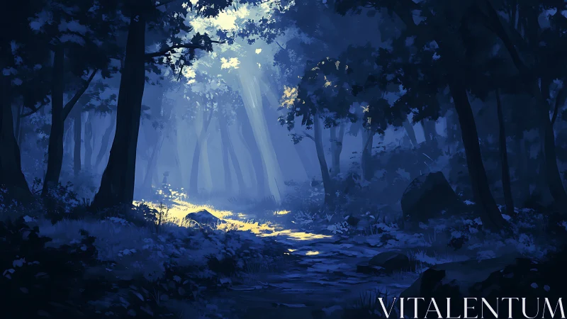 Enchanted Forest Clearing with Ethereal Moonlight