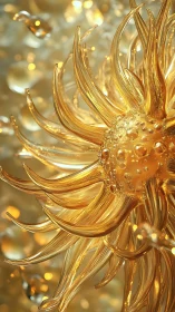Glass sun sculpture shows curved translucent rays in detail