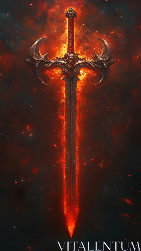 Hellforged two-handed greatsword suspended in molten aura