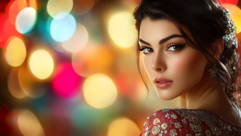 Hyper-detailed portrait against large-aperture bokeh light field