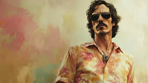 Cool retro drifter in warm painterly sunset colors.