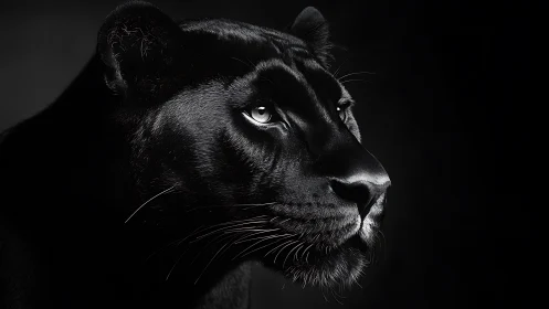 Lioness Profile in Darkness.