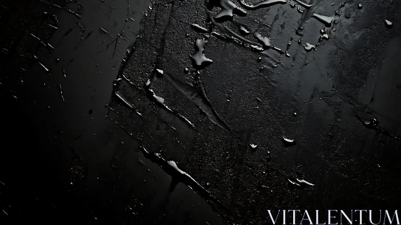 Dark wet textured surface with scattered reflective droplets.