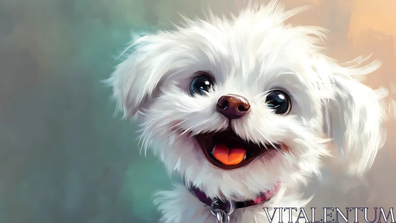 Joyful fluffy puppy smiles brightly with playful puppy charm