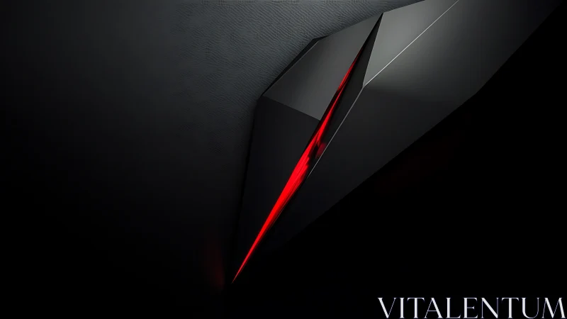 Angular black shard reveals a sharp neon red core glow