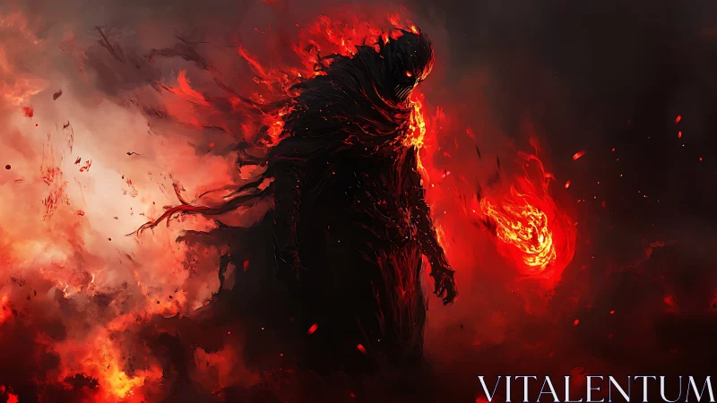 Ember‑clad wraith strides through a storm of living fire