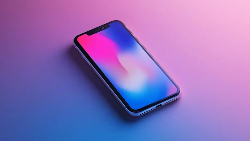 Modern smartphone on gradient backdrop with neon glow.