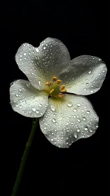 White Flower Petals Covered in Water Droplets