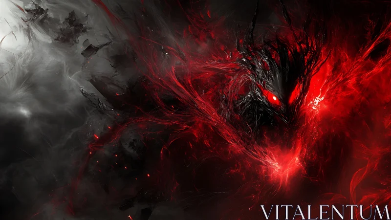 Infernal wraith emerging from swirling crimson void.