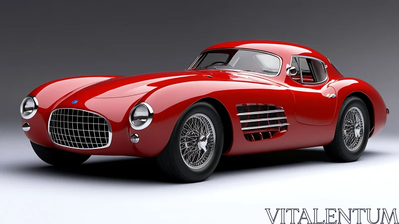 Aerodynamic 3D render of classic red gran turismo coupe.