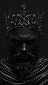 Monochrome regal bust with ornate black metal filigree crown