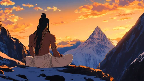 Sunrise meditation welcomes quiet strength in high mountains