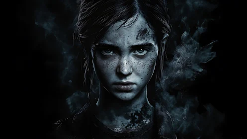 Fierce young survivor standing strong in the gathering dark.