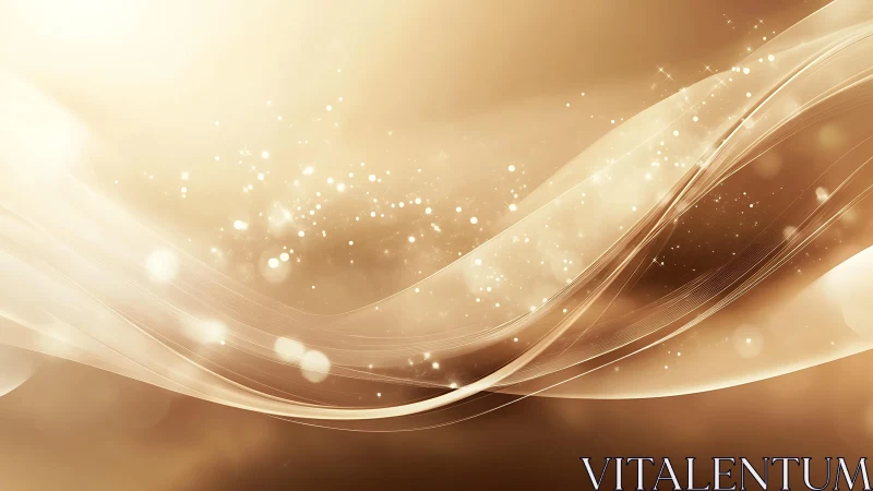 Elegant Abstract Gold Wave Background with Sparkling Light Effects.