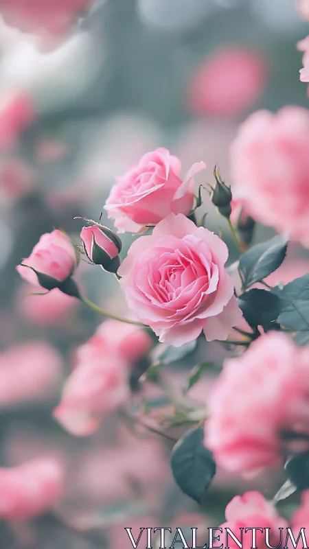 Pink Garden Roses with Soft Depth of Field.