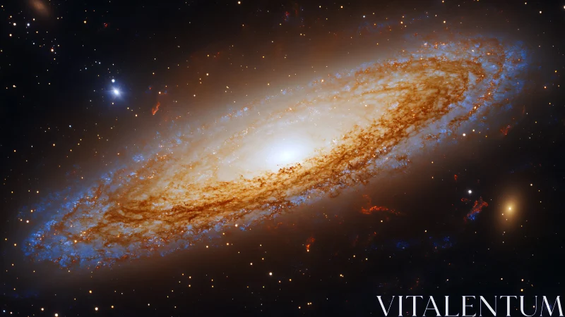 Edge-on spiral galaxy rendered in high-contrast cosmic detail