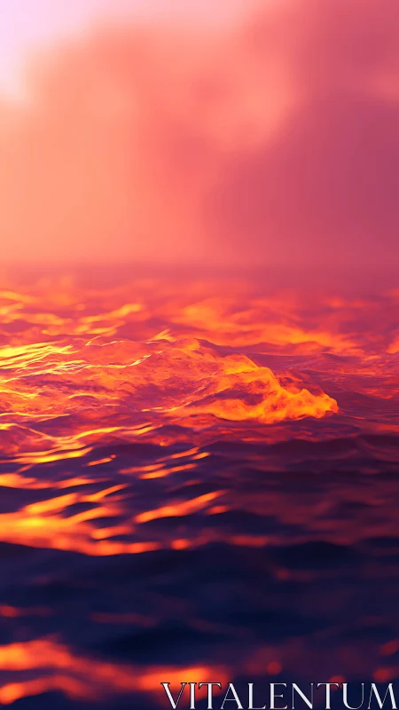 Molten waves glow against twilight horizon.