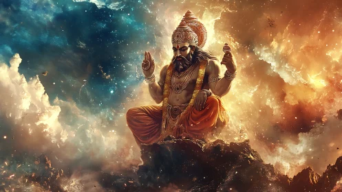 Cosmic deity settles on molten clouds and watches worlds