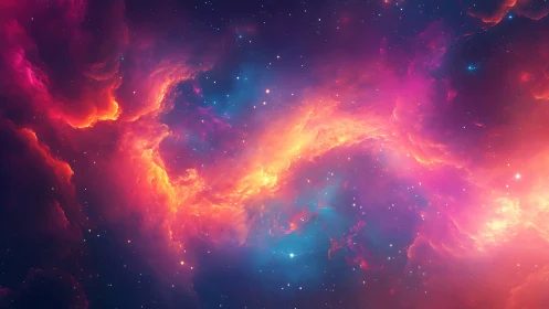 Radiant emission nebula corridor with luminous ionized gas