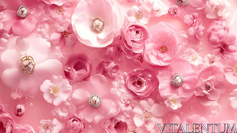 Floral Composition of Pink Blooms with Jeweled Centers