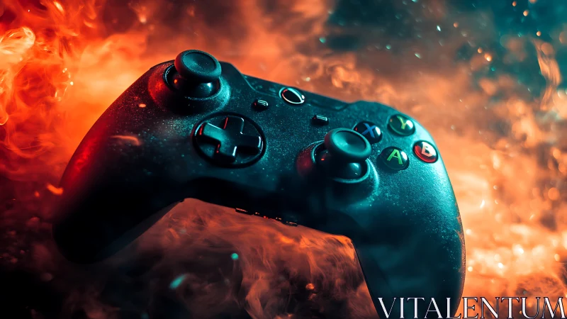 Controller Emerges from Inferno. Digital Gaming Meets Elemental Chaos