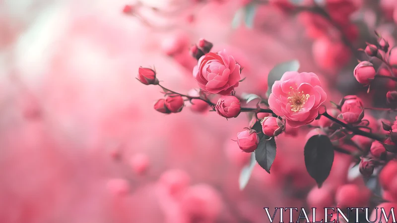 Pink Roses with Selective Focus Bokeh and Shallow Depth Field.