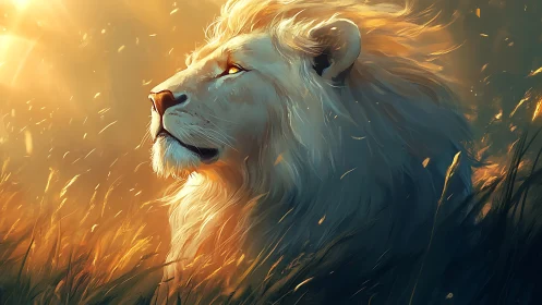 Sunlit mane, silent roar: dawn-lit spirit of the lion.