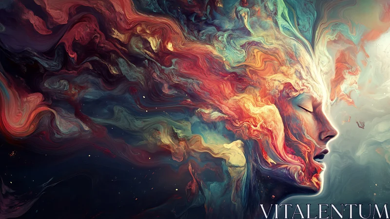 Cosmic portrait merges human profile with swirling nebula