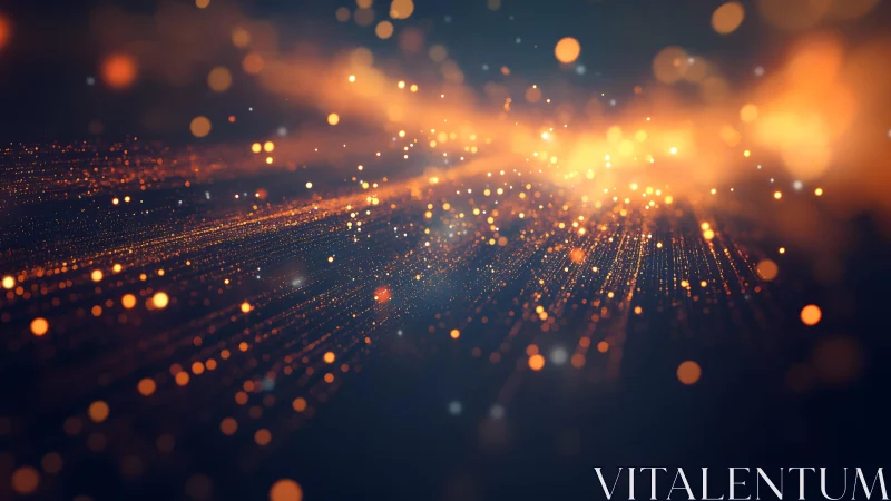 Glowing Particle Light Trails in Abstract Digital Art Style.