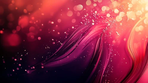 Curved magenta light streaks arc across glowing bokeh field