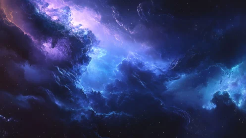 Starlit nebula clouds swirling in a dreamy cosmic glow.