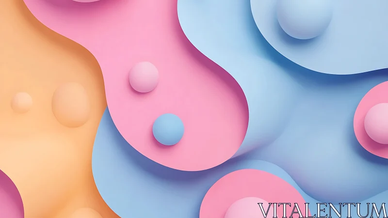 Pastel layered waves form soft geometric abstract field.
