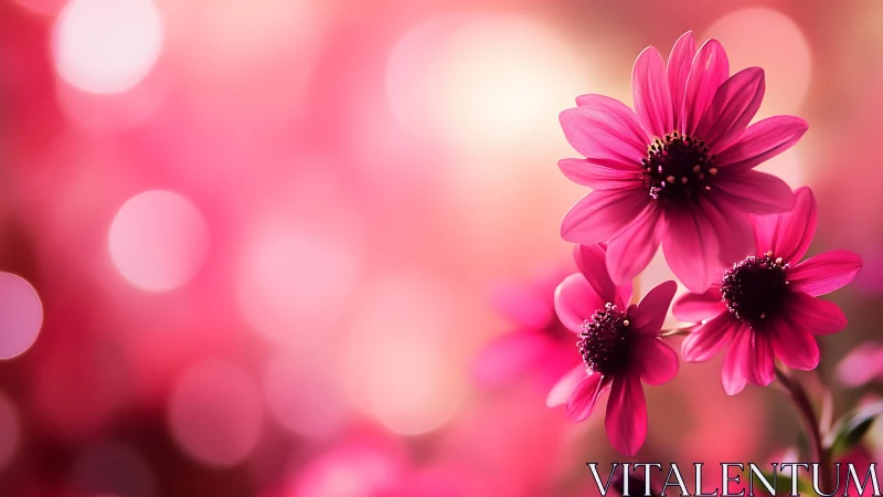 Vibrant Pink Daisies Against Soft Bokeh Background.